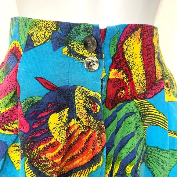 Vintage NORDSTROM High Waist Silk Fish Shorts - Picture 3 of 9